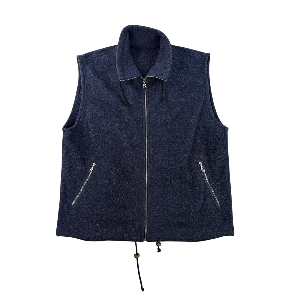 Bogner Vest Men XL Navy Blue Fleece Full Zip Made in USA Vintage 9927